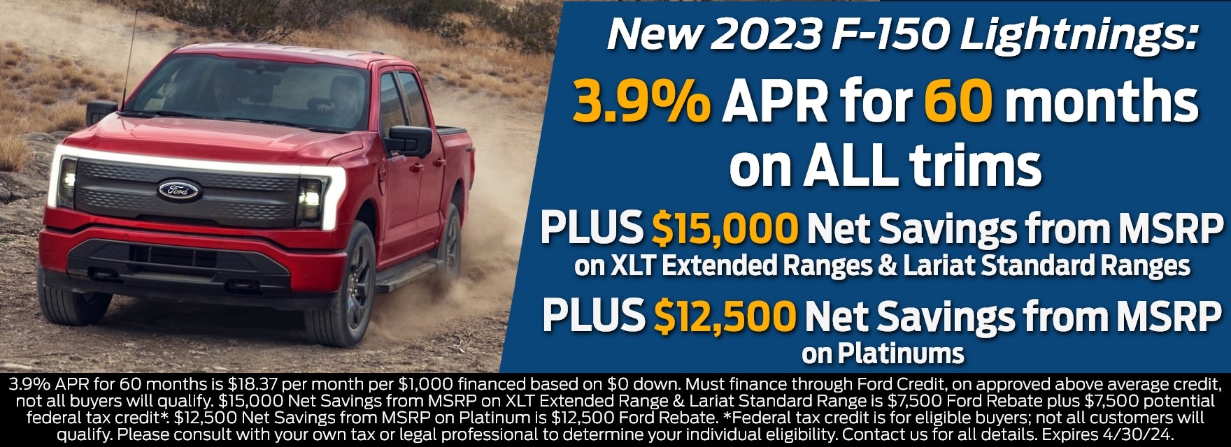 New 2023 F-150 Lightnings 3.9 APR for 60 months on all trims